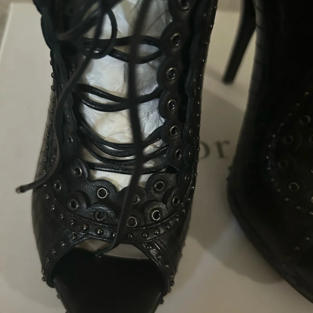 Dior Black Studded Heeled Boots - Picture 5 of 11